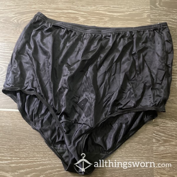 Granny High Waisted Panty Silky Shinny Size 8 /45 Black