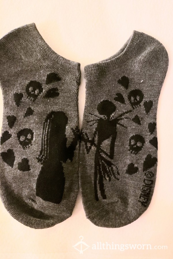 Gray And Black Jack And Sally Ankle Socks