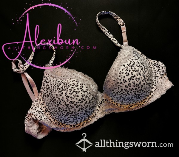 Gray And Black Leopard Print Bra - International Shipping Included!