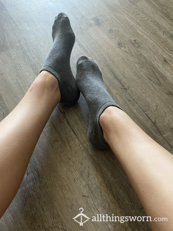 Gray Cotton Ankle Socks