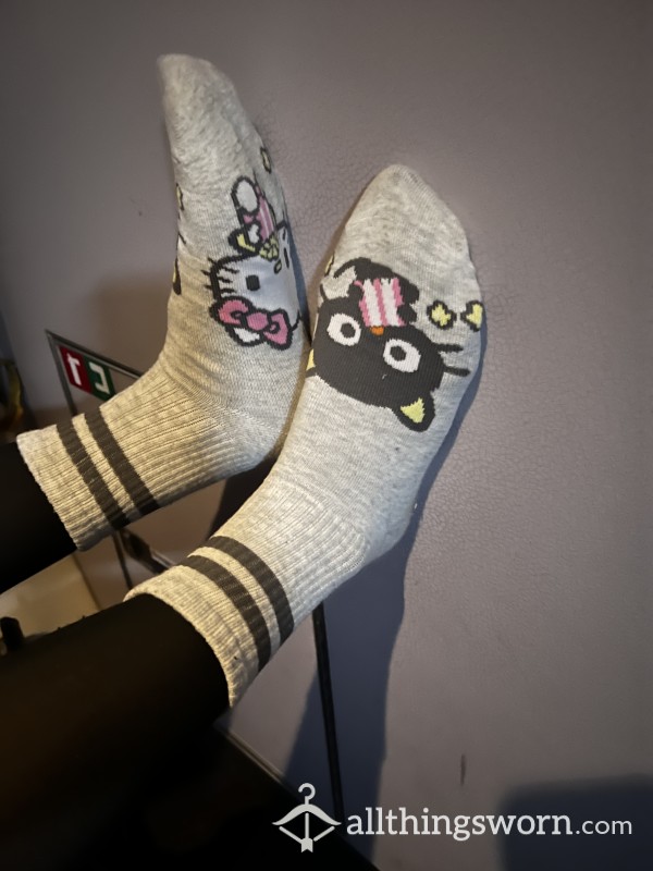 Gray Hello Kitty Crew Socks