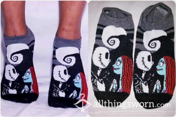 Gray Jack And Sally Ankle Socks
