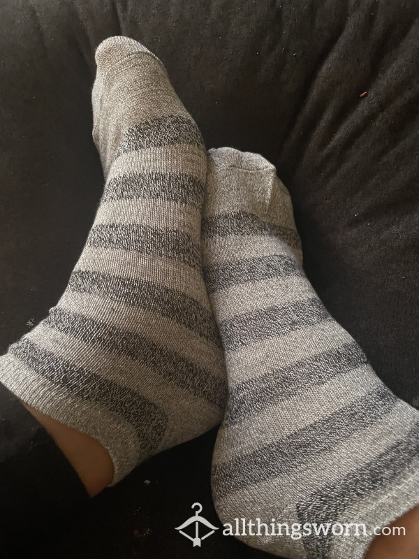 Gray On Gray Striped Socks