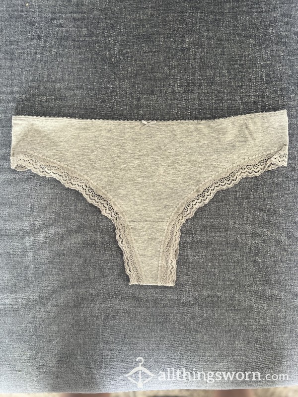 Gray Panties With Lace 85% Organic Cotton Blend, Crotch Lining 100% Cotton.