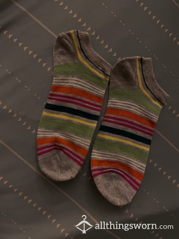 Gray Rainbow Striped Socks 🧦🌈