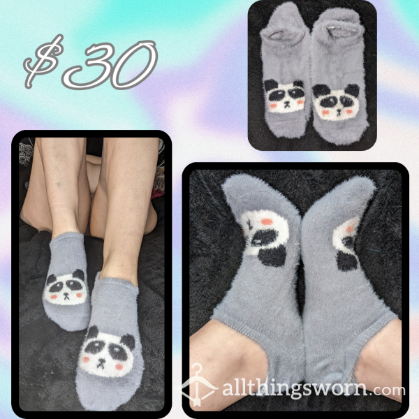 Gray Soft Panda Slippers Socks (Free Shipping In The USA)
