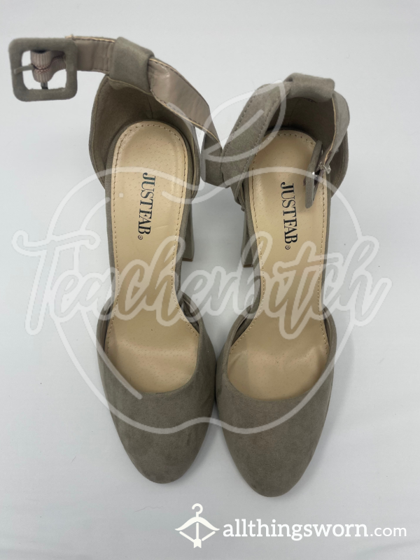 Gray Suede Chunky Heels | Justfab Brand | US Size 8