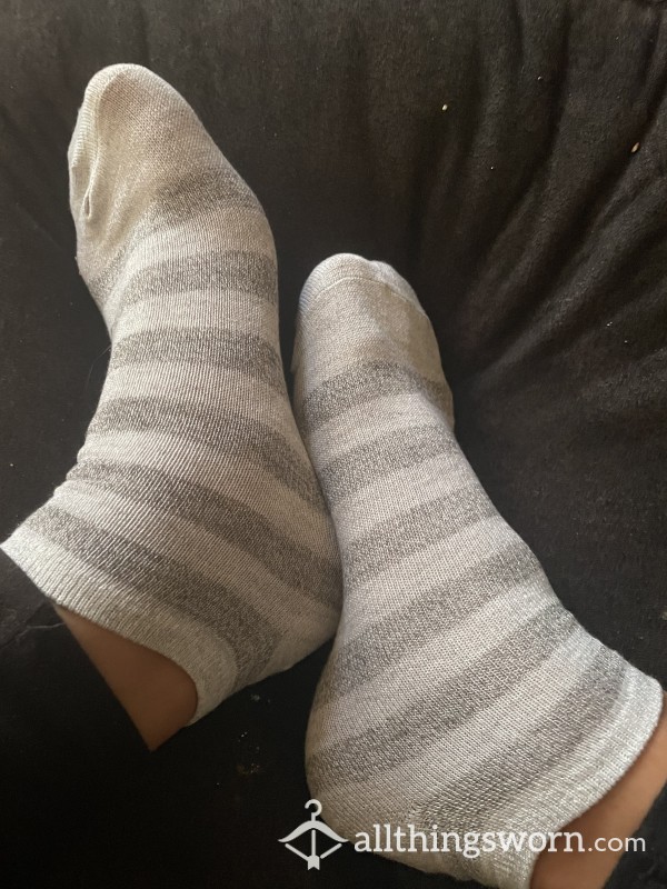 Gray & White Stripes Socks