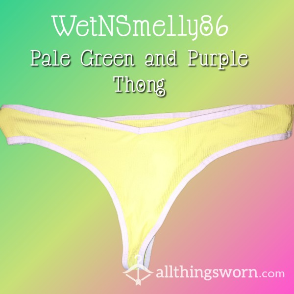 Green And Purple Rubbed Cotton Thong