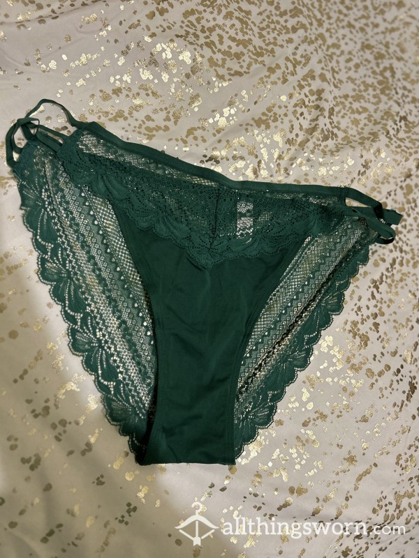 Green Cotton Lace Panties