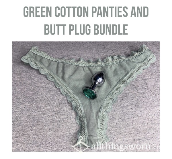 Green Cotton Panties And Butt Plug Bundle🐍