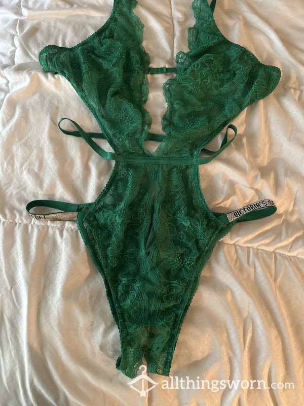Green Crotchless Lace