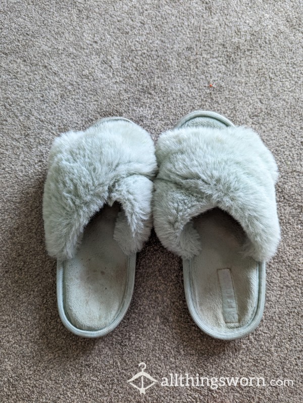 Green Fluffy Summer Slippers
