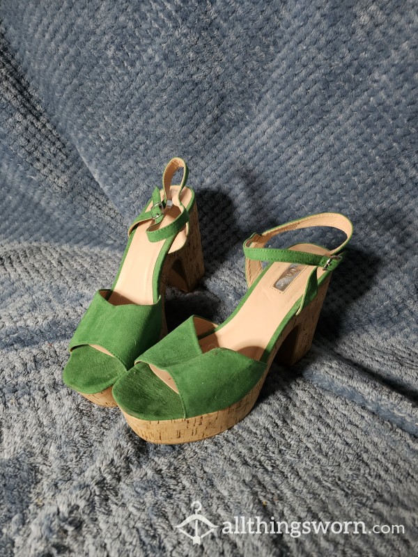 Green Platform Heels