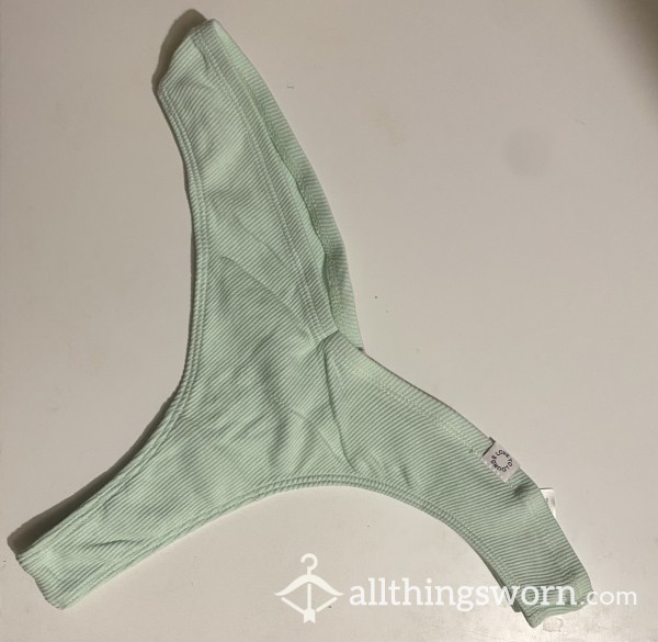 Green Ribbed Thong 💚