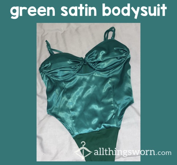 Green Satin Bodysuit - Video Included🦚