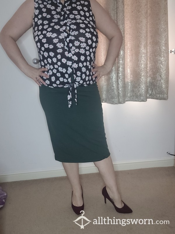 Green Skirt And Tie Top