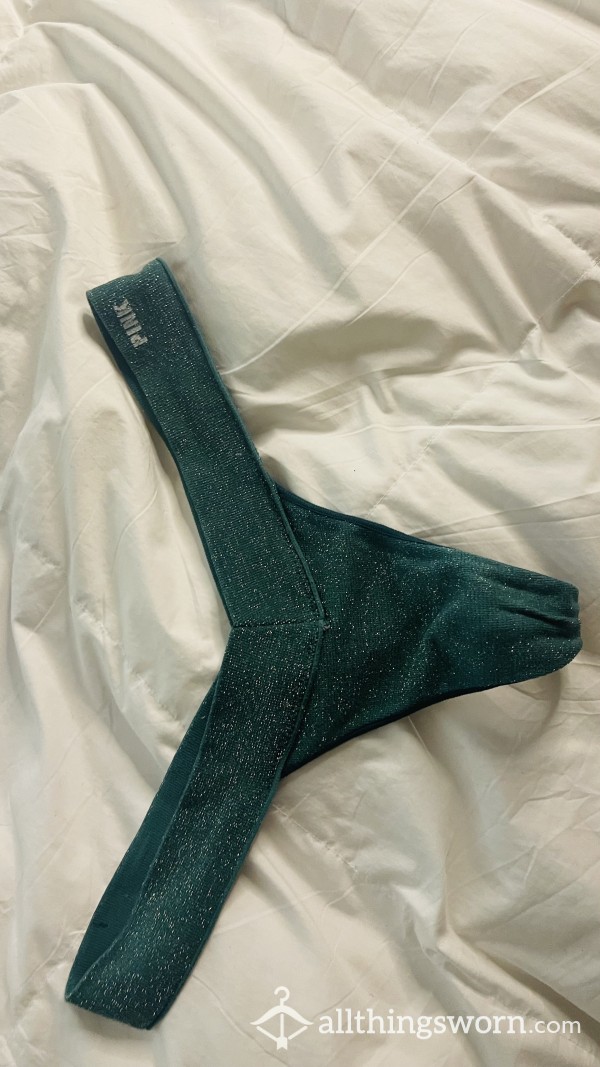 Green Sparkly Thong Freshly Used