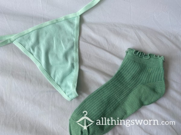 Green Thong And Sock Set🍀