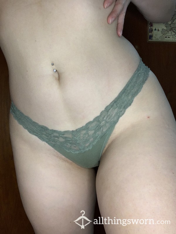 Green Well Worn Thong Panty