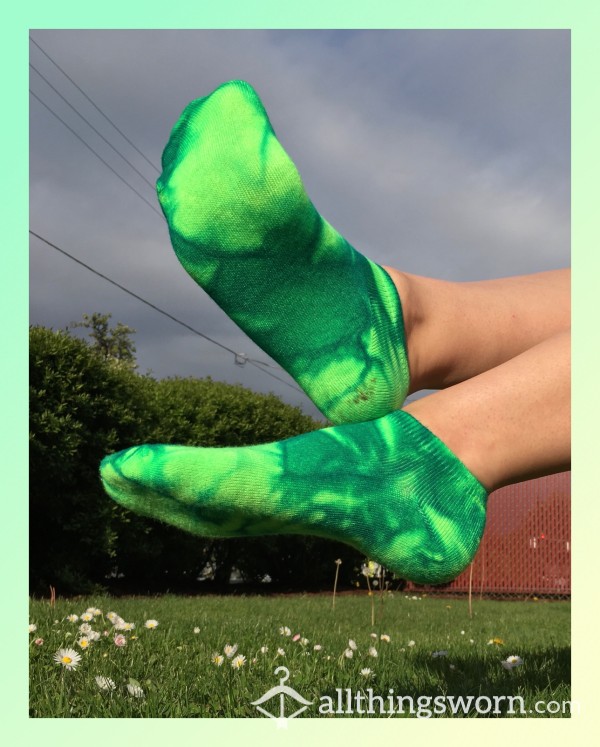 Green Tie Dye Ankle Socks