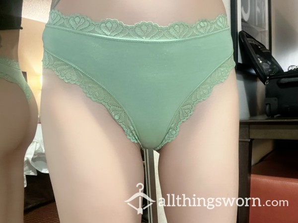 Green With Lace Trim Cheeky