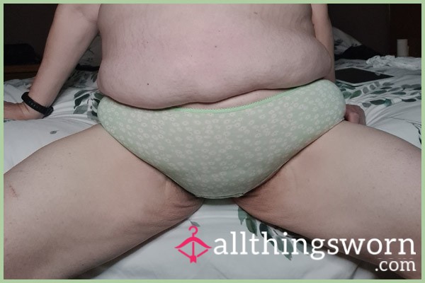 Green With White Flowers - Full Brief Size 18 Panties