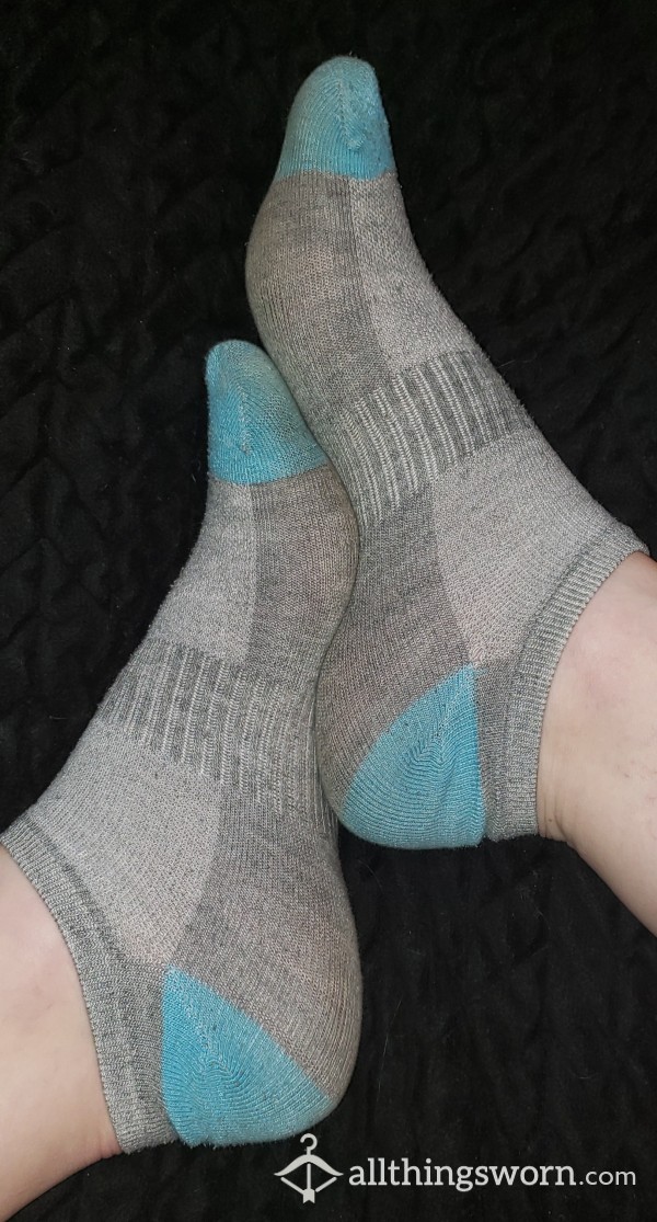 Grey And Blue Ankle Socks