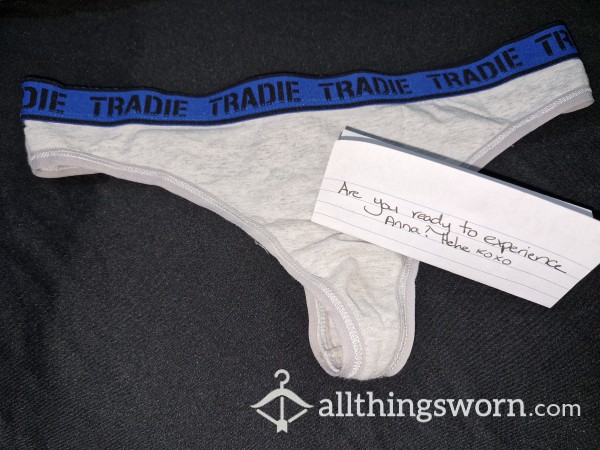 Grey And Blue Tradie Thong
