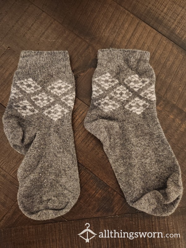 Grey And White Boot Socks