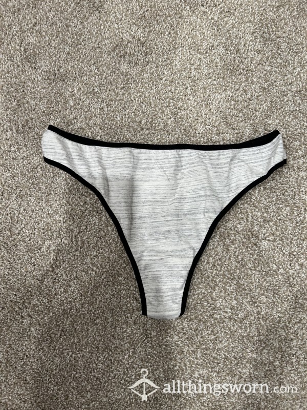 Grey And White Cotton Thong