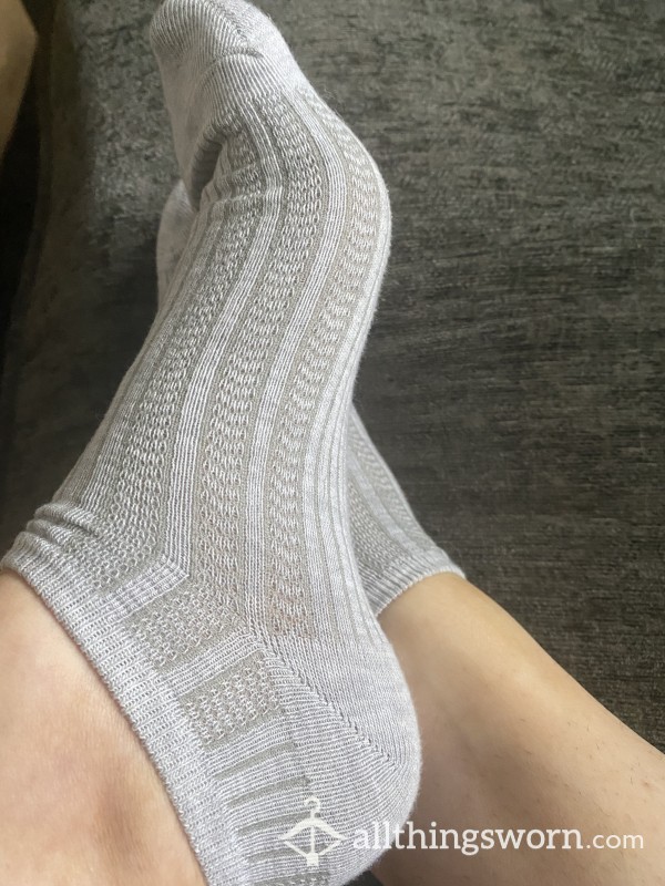 Grey Ankle Socks Worn All Day X