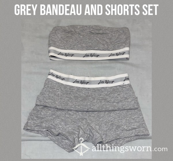Grey Bandeau And Shorts Set👽