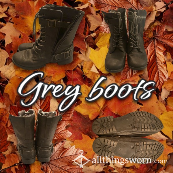 Grey Boots With Zip