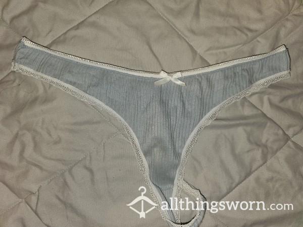 Grey Cotton Thong Worn For Gym UK 12-14