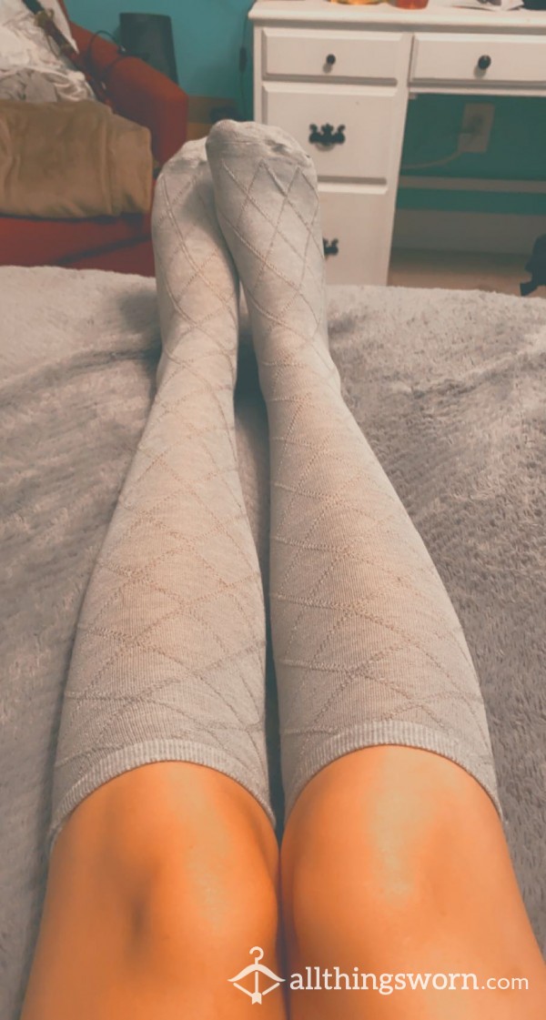 Grey Knee High Socks