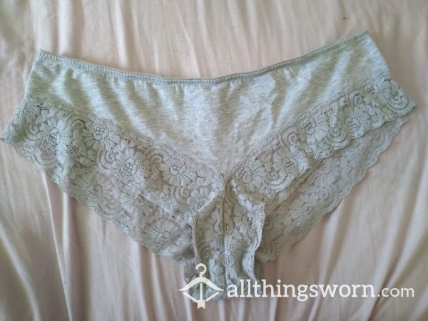 Grey Lacey Cotton Panties 24 Hour Wear