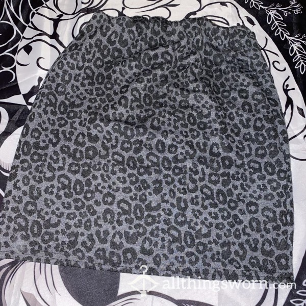 Grey Leopard Print Skirt