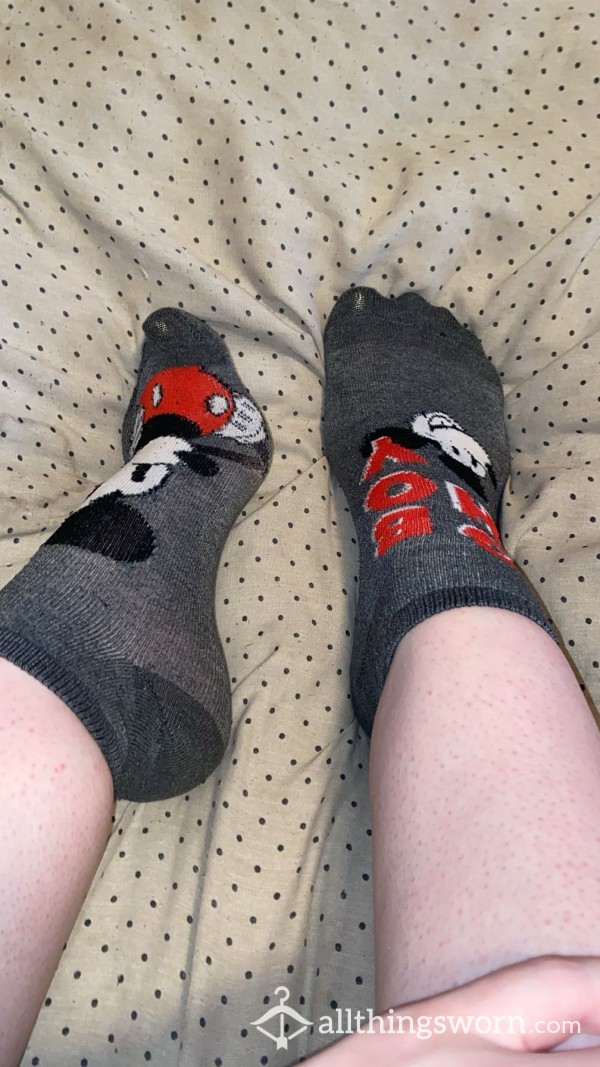Grey Mickey Mouse Ankle Socks