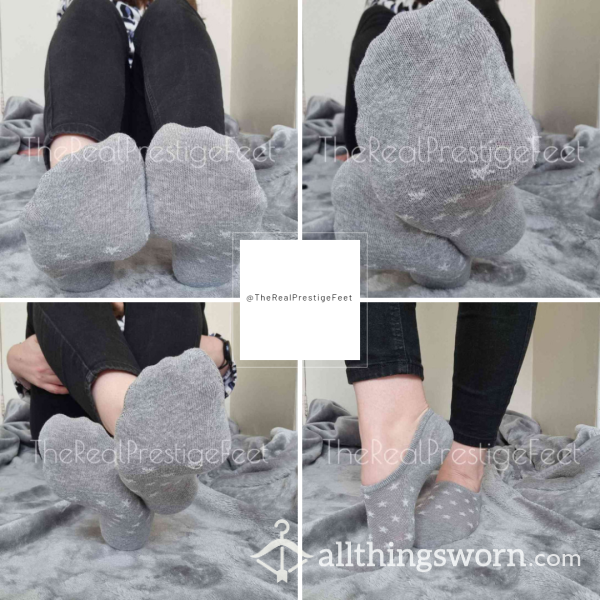 Grey No Show Socks With Star & Silicone Heel Strip | Standard Wear 48hrs | Includes Pics & Clip | Additional Days Available | See Listing Photos For More Info - From £16.00