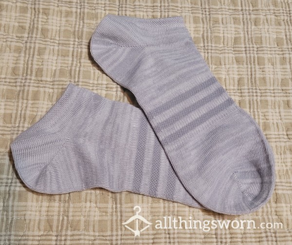 Worn Grey No Shows Socks