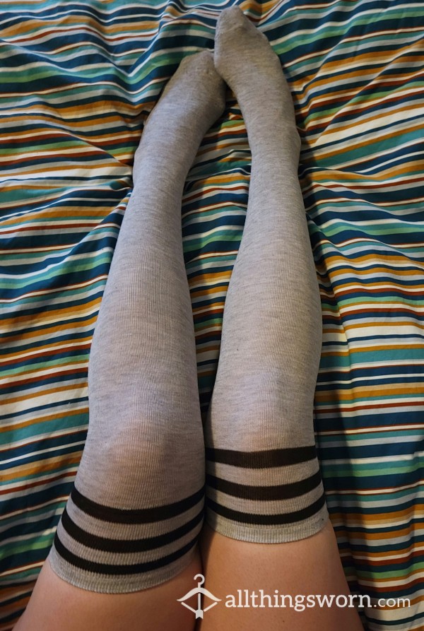 Grey Over The Knee Socks
