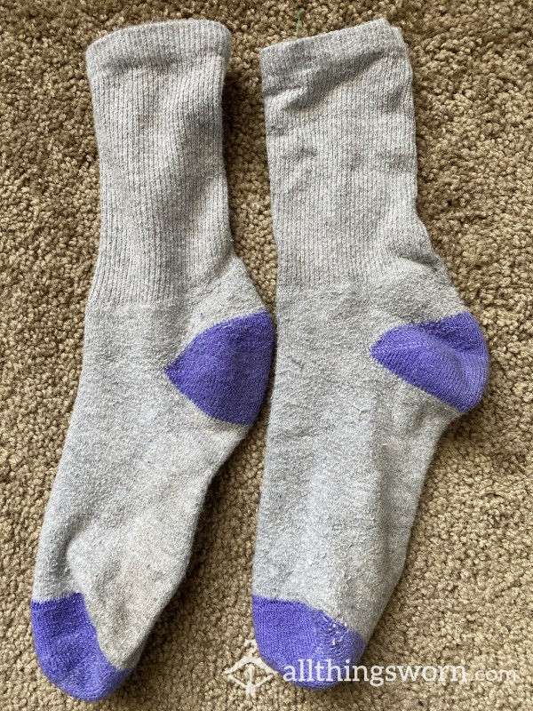 Grey + Purple Socks