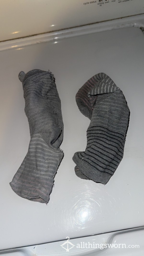 Grey Striped Cotton Socks