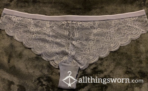 Grey T String Lace Thong