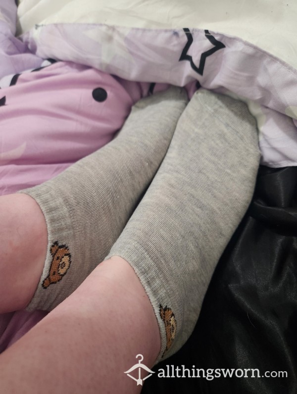 Grey Teddy Bear Socks