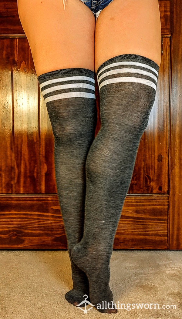 Grey Thigh High Socks