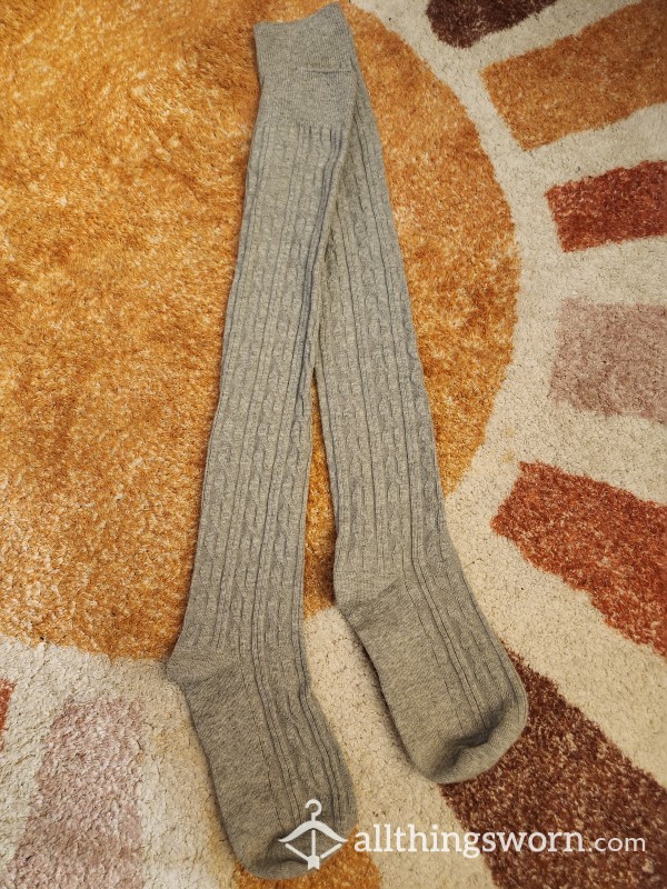 Grey Thigh High Socks