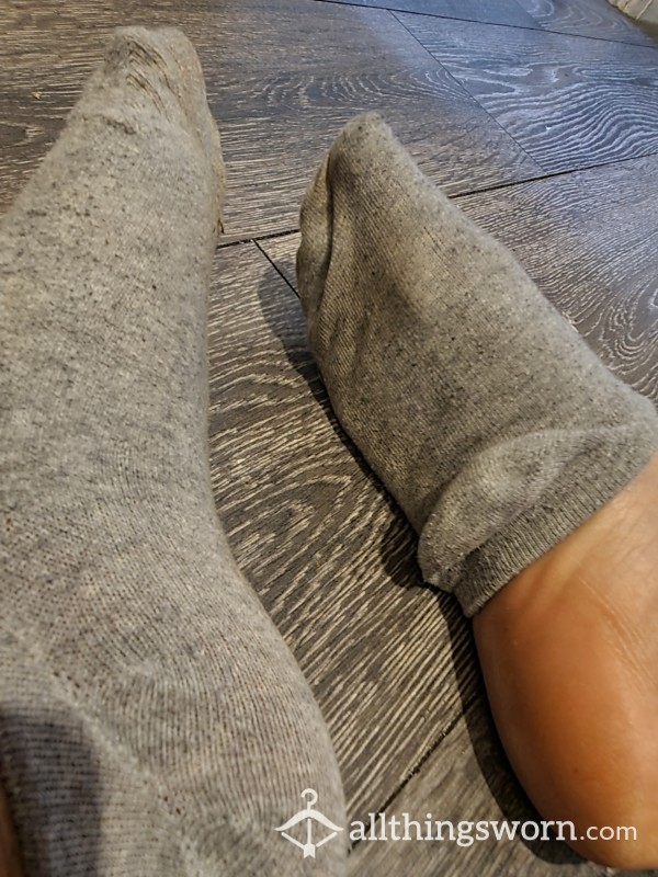 Grey Trainer Socks - 48 HOUR WORN!!