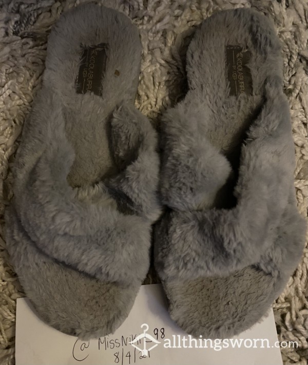 Grey Used Furry Slippers - Owned 3 Years